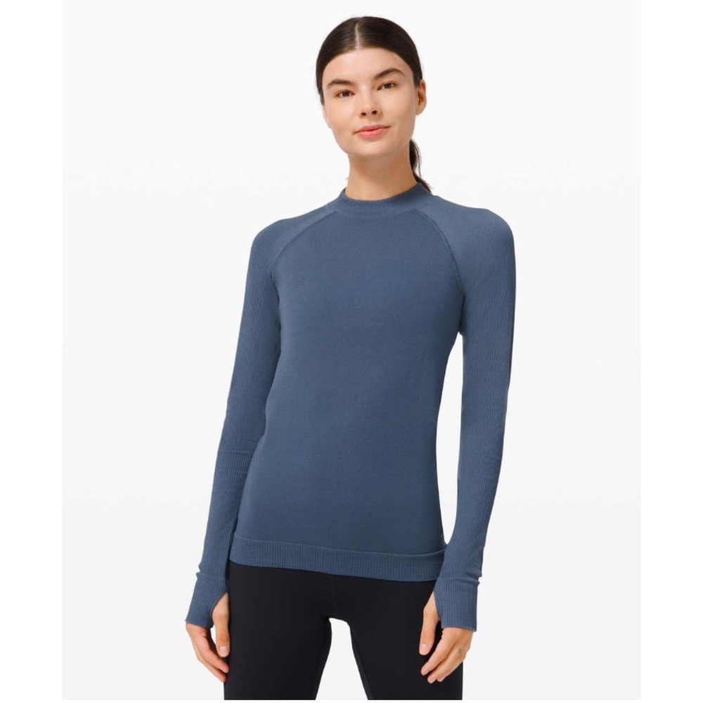 Lululemon Lululemon Keep The Heat Thermal Long Sleeve Small Iron Blue Athletic